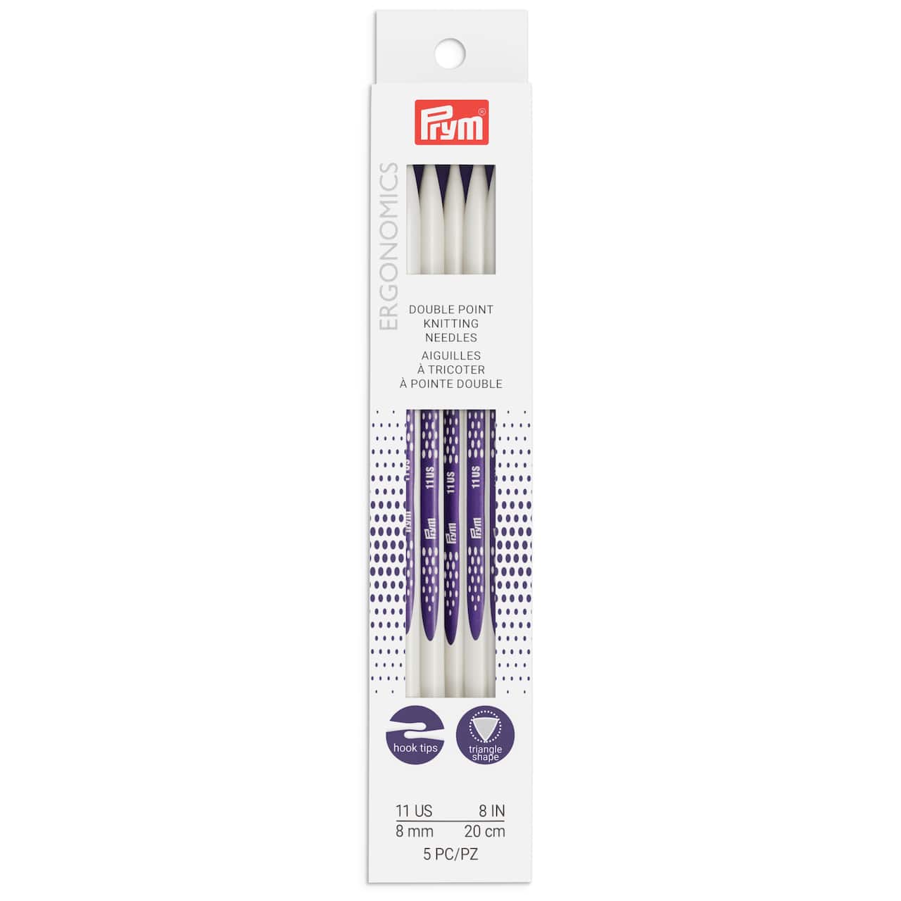 Prym Ergonomics 8" Double Point Knitting Needles, Size 11